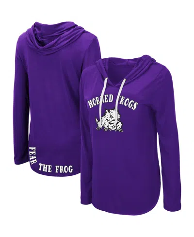 Colosseum Women's  Purple Tcu Horned Frogs My Lover Lightweight Hooded Long Sleeve T-shirt
