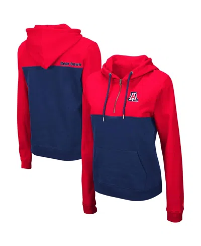 Colosseum Women's  Red, Navy Arizona Wildcats Aidan Lightweight Quarter-zip Hoodie In Red,navy
