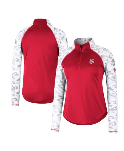 Colosseum Women's  Red Wisconsin Badgers Oht Military-inspired Appreciation Flash Arctic Camo Raglan