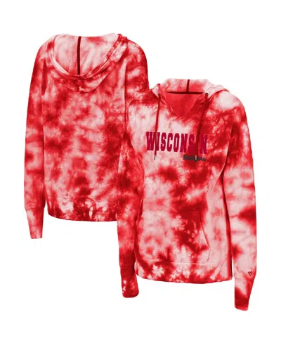 Colosseum Women's  Scarlet Nebraska Huskers Shavonee Tie-dye Pullover Hoodie In Red