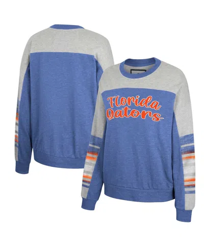 Colosseum Women's  Royal, Heather Gray Florida Gators Baby Talk Pullover Sweatshirt In Royal,heather Gray