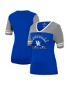 Colosseum Women's  Royal, Heathered Gray Kentucky Wildcats There You Are V-neck T-shirt In Royal,heathered Gray