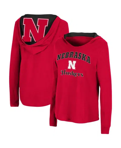 Colosseum Women's Scarlet Nebraska Huskers Catalina Hoodie Long Sleeve T-shirt