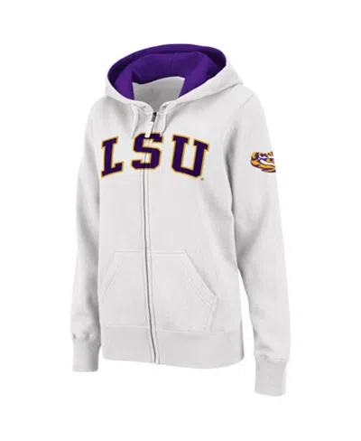 Colosseum Women's  White Lsu Tigers Arched Name Full-zip Hoodie