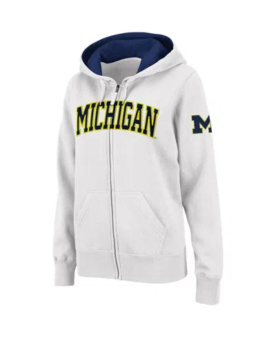 Colosseum Stadium Athletic White Michigan Wolverines Arched Name Full-zip Hoodie