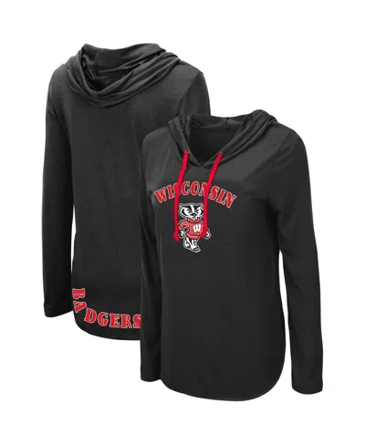 Colosseum Women's Wisconsin Badgers My Lover Long Sleeve Hoodie T-shirt In Black