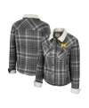 Colosseum Women's  X Wrangler Charcoal Michigan Wolverines Plaid Polar Fleece Button-up Jacket In Charcoal