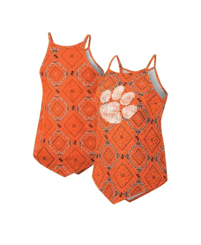 Colosseum Women's  X Wrangler Orange Distressed Clemson Tigers Bandana Tank Top