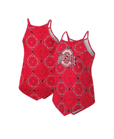 Colosseum Women's  X Wrangler Scarlet Distressed Ohio State Buckeyes Bandana Tank Top