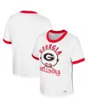 Colosseum Women's  X Wrangler White Distressed Georgia Bulldogs Freehand Ringer T-shirt In White
