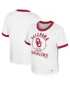 Colosseum Women's  X Wrangler White Distressed Oklahoma Sooners Freehand Ringer T-shirt In White