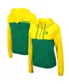 Colosseum Women's  Yellow, Green Oregon Ducks Aidan Lightweight Quarter-zip Hoodie In Yellow,green