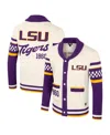 Colosseum Women's Cream Lsu Tigers Wild Collective Button-up Jacquard Sweater In Cream