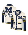 Colosseum Women's Cream Michigan Wolverines Wild Collective Button-up Jacquard Sweater In Cream