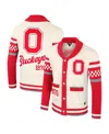 Colosseum Women's Cream Ohio State Buckeyes Wild Collective Button-up Jacquard Sweater In Cream