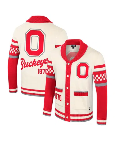 Colosseum Women's Cream Ohio State Buckeyes Wild Collective Button-up Jacquard Sweater