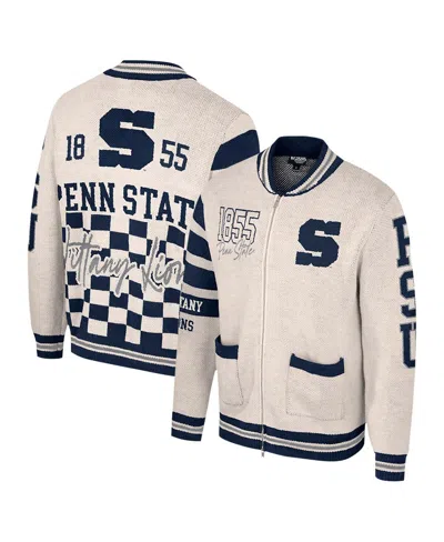 Colosseum Women's Cream Penn State Nittany Lions Jacquard Full-zip Sweater
