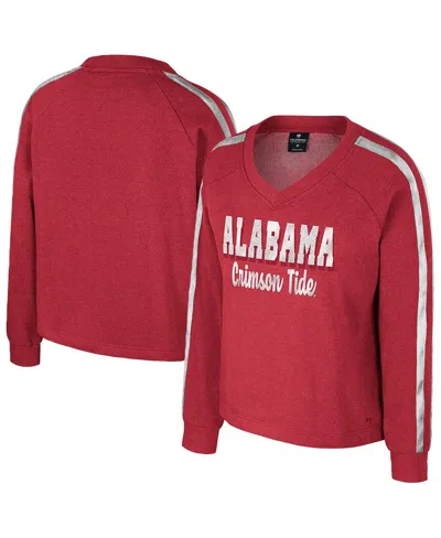 Colosseum Women's Crimson Alabama Crimson Tide Treasures Long Sleeve V-neck T-shirt In Red