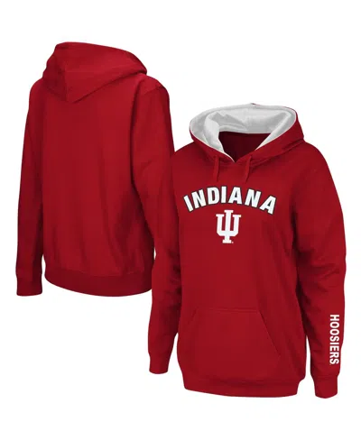 Colosseum Women's Crimson Indiana Hoosiers Arch And Logo 1 Pullover Hoodie