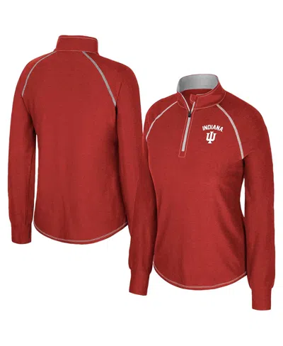Colosseum Women's Crimson Indiana Hoosiers Bikram Raglan Quarter-zip Sweatshirt In Black