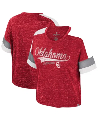 Colosseum Women's Crimson Oklahoma Sooners Color Block Scoop Neck T-shirt In Red