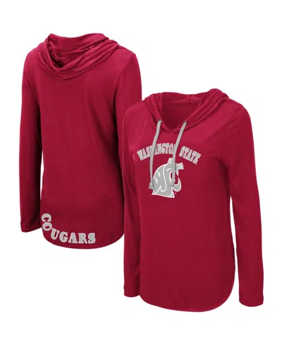 Colosseum Women's Crimson Washington State Cougars My Lover Lightweight Hooded Long Sleeve T-shirt In Red