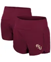 Colosseum Women's Garnet Florida State Seminoles Stop By Smocked High Waist Shorts In Garnet