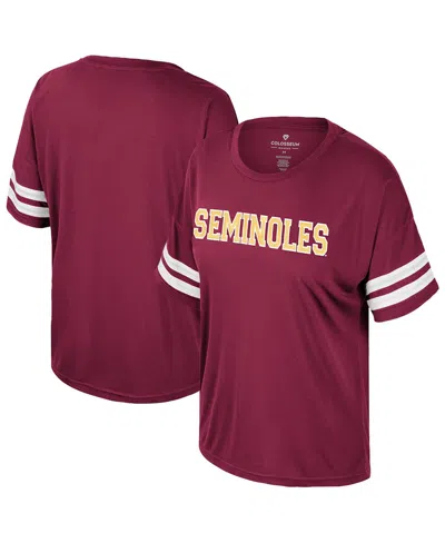 Colosseum Women's Garnet Florida State Seminoles Treasure Oversized Sequin T-shirt In Burgundy