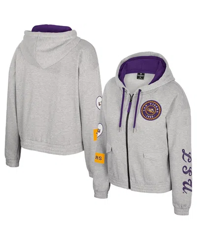 Colosseum Women's Gray Lsu Tigers Alfie Full-zip Hoodie Jacket In White