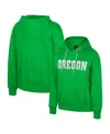 Colosseum Women's Green Oregon Ducks Reflection Rhinestone Drawcord Pullover Hoodie In Multi