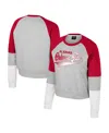 Colosseum Women's Heather Gray Alabama Crimson Tide Katinka Rhinestone Scoop Neck Pullover Sweatshirt In Multi