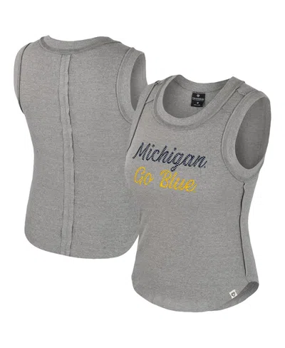 Colosseum Women's Heather Gray Michigan Wolverines Beach You Ribbed Tri-blend Tank Top