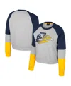 Colosseum Women's Heather Gray Michigan Wolverines Katinka Rhinestone Scoop Neck Pullover Sweatshirt In Multi