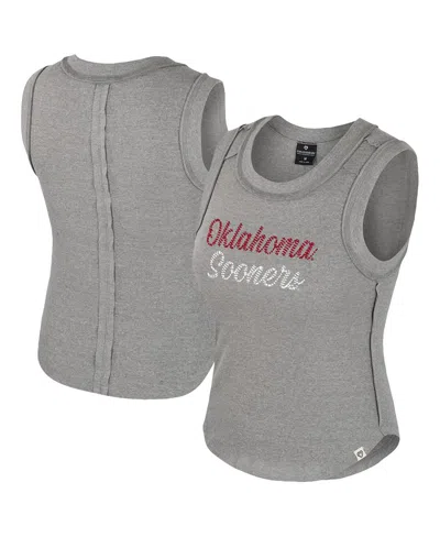 Colosseum Women's Heather Gray Oklahoma Sooners Beach You Ribbed Tri-blend Tank Top