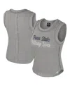 Colosseum Heather Gray Penn State Nittany Lions Beach You Ribbed Tri-blend Tank Top In Gray