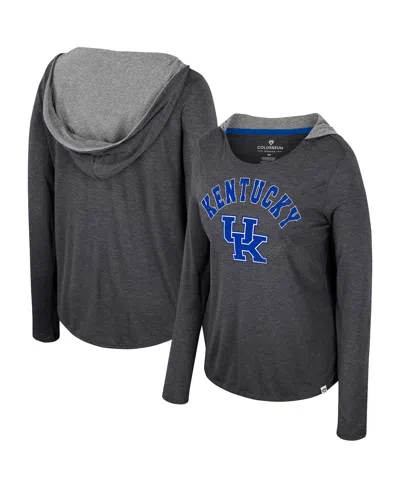Colosseum Women's Kentucky Wildcats Distressed Heather Long Sleeve Hoodie T-shirt In Black