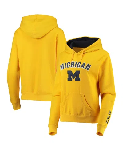 COLOSSEUM WOMEN'S MAIZE MICHIGAN WOLVERINES ARCH AND LOGO 1 PULLOVER HOODIE