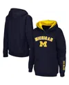Colosseum Women's Navy Michigan Wolverines Arch And Logo 1 Pullover Hoodie In Navy