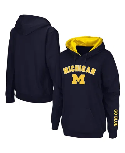 Colosseum Women's Navy Michigan Wolverines Arch And Logo 1 Pullover Hoodie