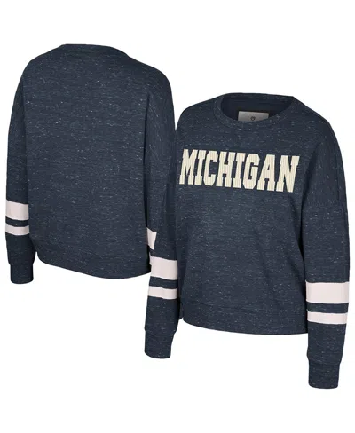Colosseum Women's Navy Michigan Wolverines Lost City Speckle Pullover Sweatshirt In Blue