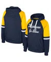 Colosseum Women's Navy Michigan Wolverines Oversized Color Block Pullover Hoodie In Blue