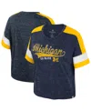 Colosseum Navy Michigan Wolverines Ruth Color Block Scoop Neck T-shirt In Navy
