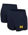 Colosseum Women's Navy Michigan Wolverines Stop By Smocked High Waist Shorts In Navy