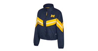 Colosseum Women's Navy Michigan Wolverines Thin Ice Full-zip Windbreaker In Blue