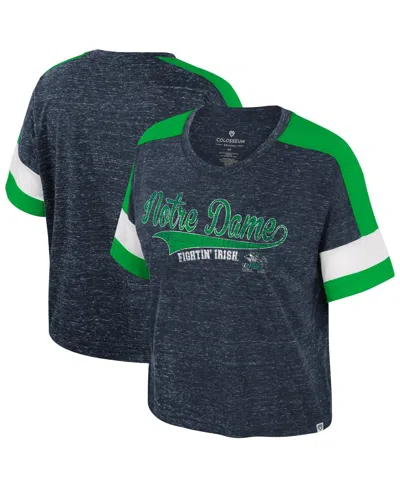 Colosseum Women's Navy Notre Dame Fighting Irish Color Block Scoop Neck T-shirt In Blue