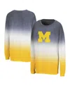 Colosseum Women's Navy/maize Michigan Wolverines Winkle Dip Dye Long Sleeve T-shirt In Navy,maize