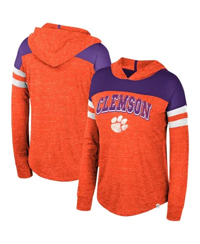 Colosseum Women's Orange Clemson Tigers Speckled Colorblock Long Sleeve Hooded T-shirt