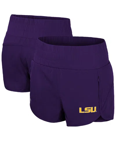 Colosseum Women's Purple Lsu Tigers Stop By Smocked High Waist Shorts