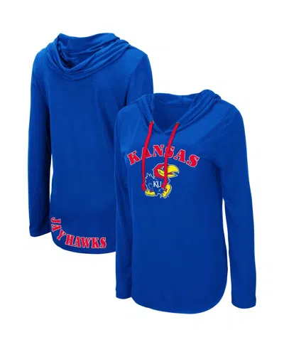 Colosseum Women's Royal Kansas Jayhawks My Lover Lightweight Hooded Long Sleeve T-shirt In Multi
