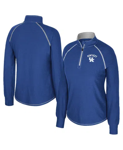Colosseum Women's Royal Kentucky Wildcats Bikram Raglan Quarter-zip Sweatshirt In Blue